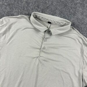 Lululemon Polo Shirt Mens XL Gray Striped Short Sleeve Evolution Golf Activewear